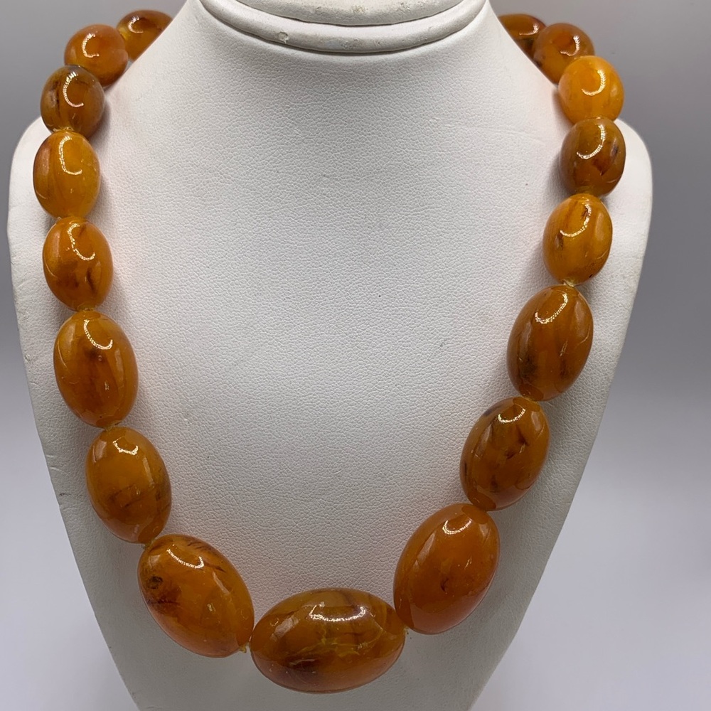 Amber Bead Statement Necklace - Amber - Picture 2 of 8